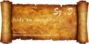 Szőke Dezsér névjegykártya